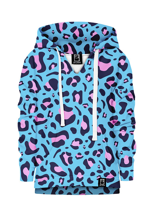 bluzy dla dziewczynki Bluza Dziewczynka DR.CROW Leopard Blue