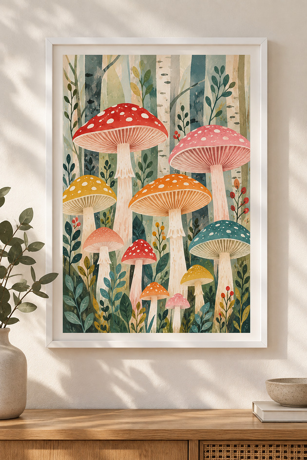 grafiki i ilustracje Grzyby. Plakat