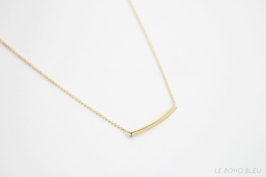 16k Gold Plated Square Tube Necklace Le Boho Bleu