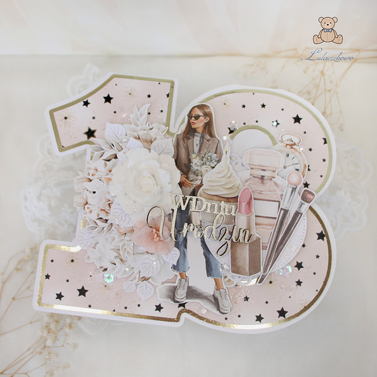 kartki scrapbooking Kartka urodzinowa  na 18 urodziny, kartka cyferka "HappyBirthday" GOTOWA