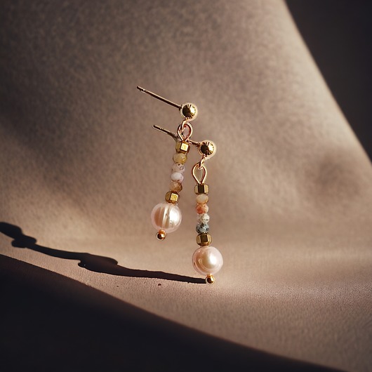 kolczyki z kamieniami Delikatne kolczyki  OPAL peruwiański & PERŁY