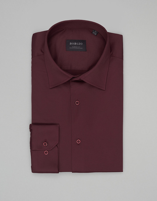 koszule męskie Koszula lumia 00638 długi rękaw bordowa classic fit
