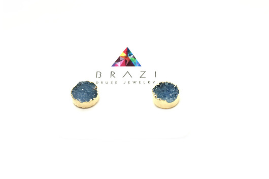 Kolczyki Druzy Agatu Jasnoniebieska Brazi Druse Jewelry