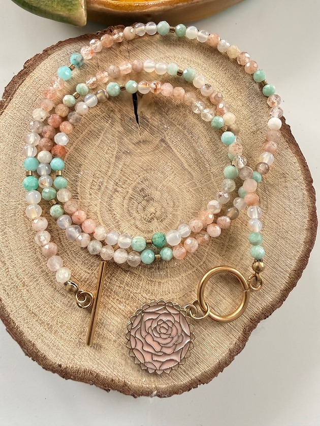 korale Naszyjnik z kamieni naturalnych kamień słoneczny