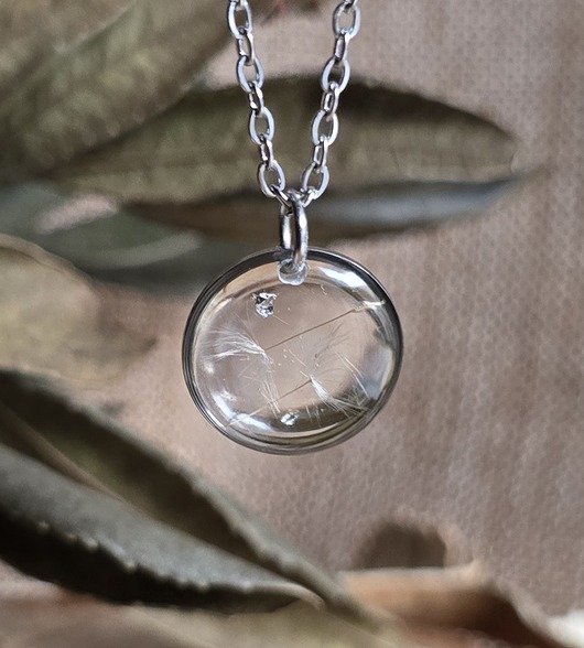 wisiory Wisiorek z dmuchawcem srebrny zawieszka dmuchawiec