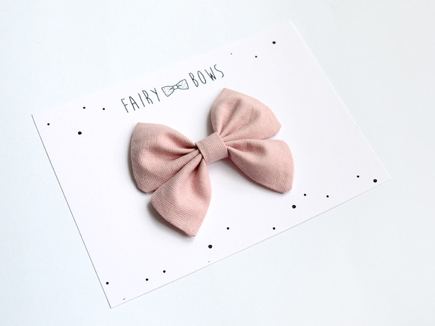 FairyBows spinka kokardka jasny brudny róż FairyBows