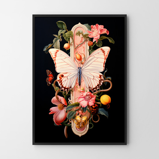 plakaty Plakat Botaniczny kolaż czarny