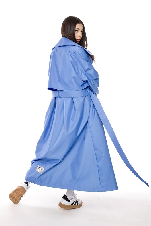 płaszcze damskie Płaszcz typu trencz maxi oversize baby blue