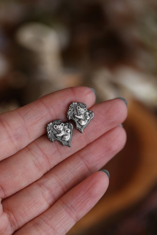 kolczyki srebrne Kolczyki sztyfty, mini koale ze srebra
