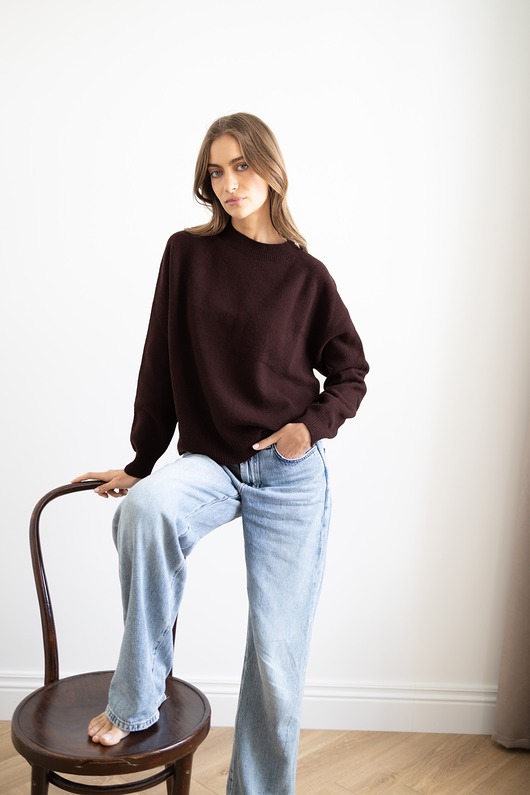 swetry damskie  Sweter Simple czekoladowy