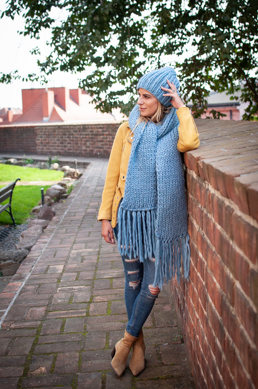 szale damskie WOOLY długi wełniany szal- kolor do wyboru