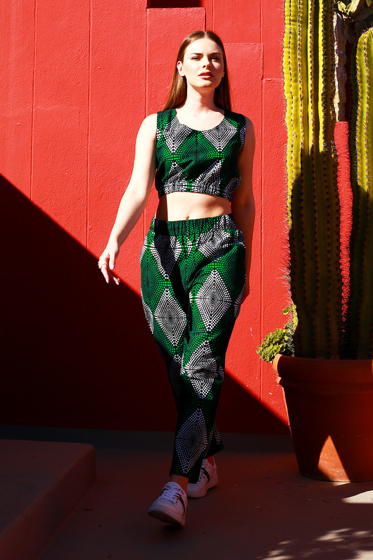 topy damskie Bawełniany Crop Top zielony Umende