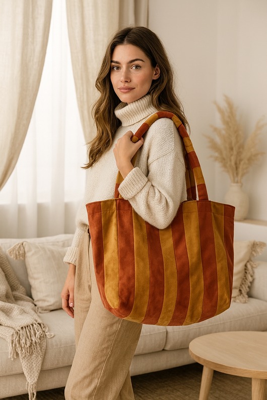 torby na ramię Velvetowa Torba na ramię Cegła/Musztarda