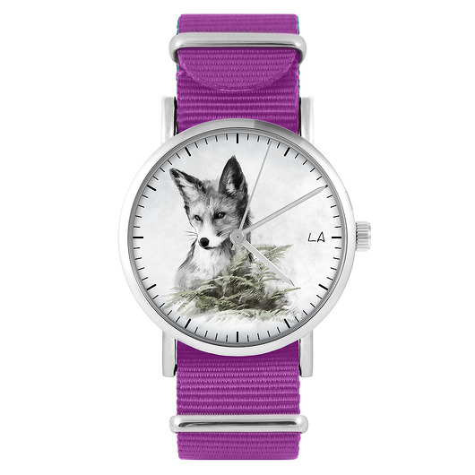 zegarki damskie Zegarek - Lis - amarant, nylonowy