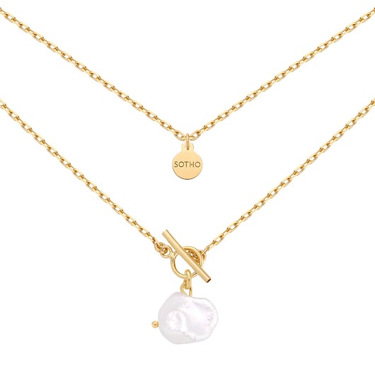 złote naszyjniki Złoty masywny naszyjnik z naturalną nieregularną perłą