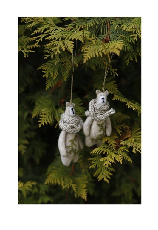 dekoracje świąteczne Misie zawieszki na choinkę komplet