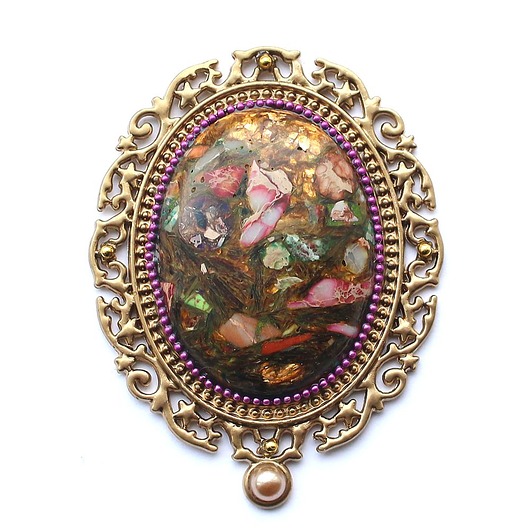 broszki UNIKAT - broszka kameliowa z pietersytem