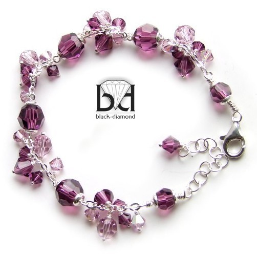 Gronkowa bransoletka kryształ Swarovski Black Diamond