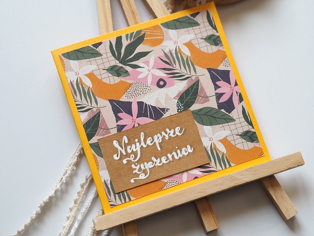 kartki scrapbooking Kartka handmade Najlepsze życzenia Kwiat pomarańczy
