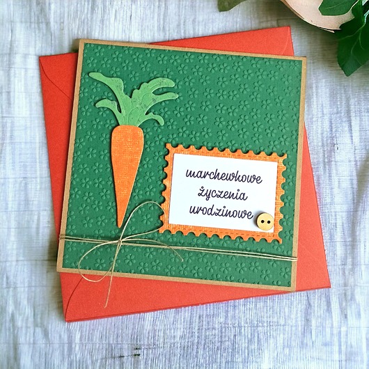 kartki scrapbooking Marchewkowe życzenia urodzinowe :: kartka handmade