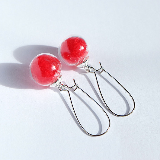 kolczyki szklane Czerwone piórka - kolczyki wiszące