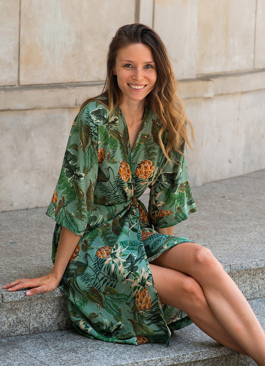 sukienki midi damskie kimono OHANA w tropikalny wzór