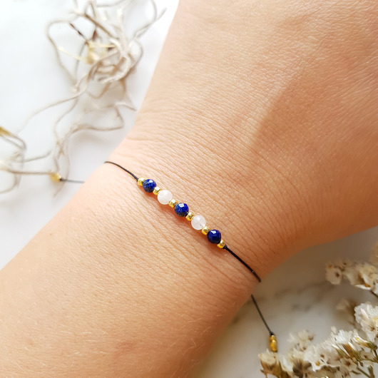 Lapis lazuli i kwarc różowy bransoletka Magneska