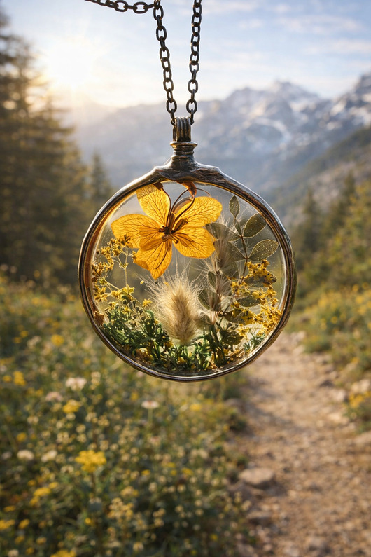 wisiory Duży naszyjnik Żółty kwiat