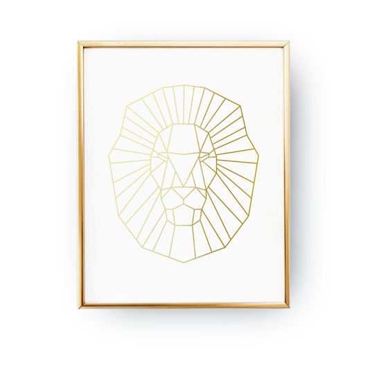 Plakat Geometryczny lew, Złota Folia ZlotePlakaty