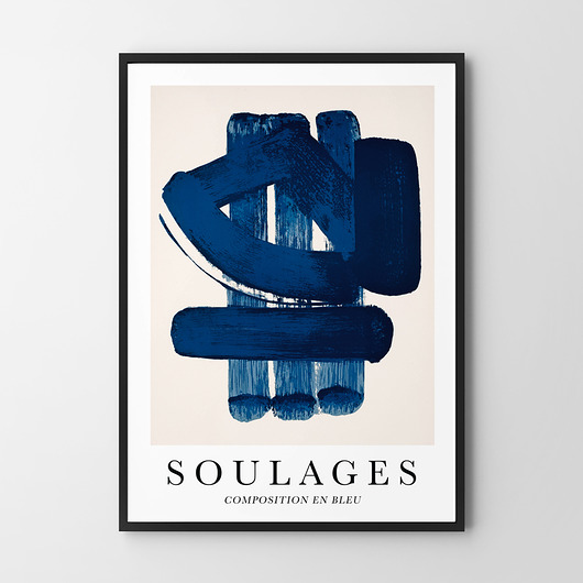 plakaty Plakat Soulages Composition en bleu