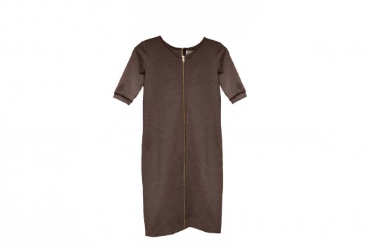 Double Zipped Dress Brown - Ostatnia! Lets Funky