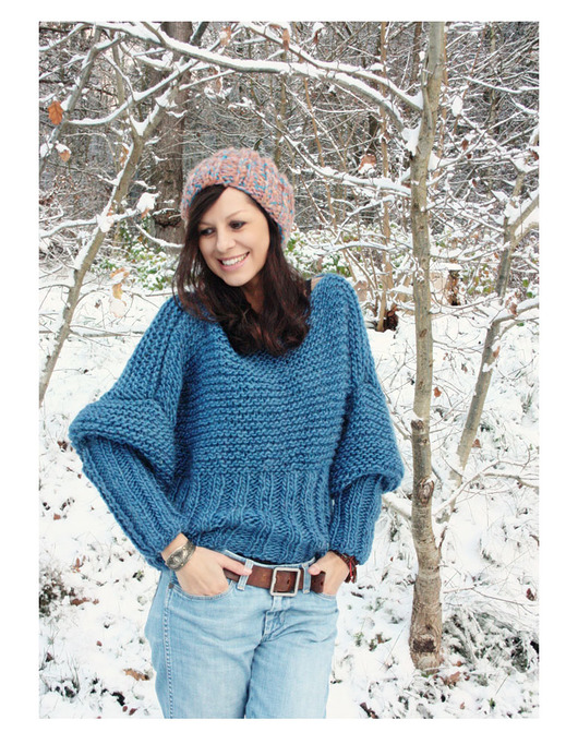 swetry damskie  Niebieski sweter handmade moher z wełną