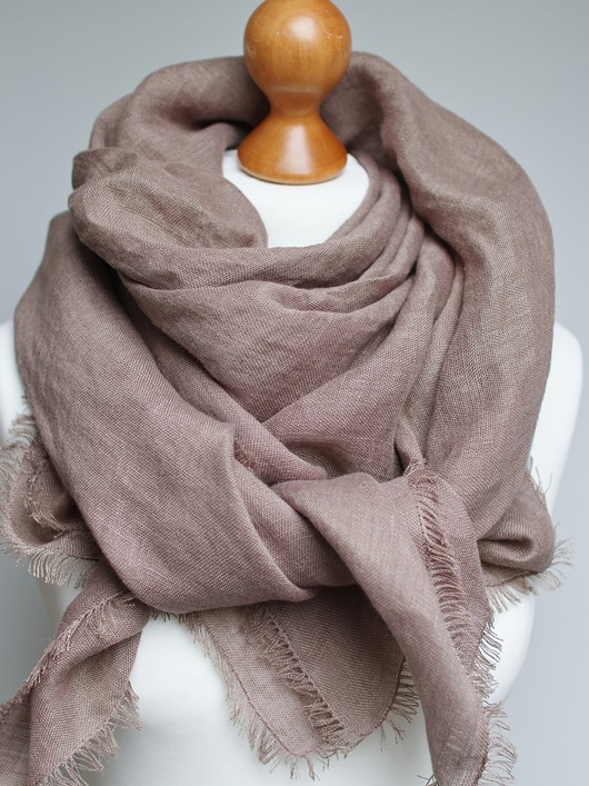 szale damskie CHUSTA lniana damska, lniany szal na jesień, naturalny eco boho chusta lniana