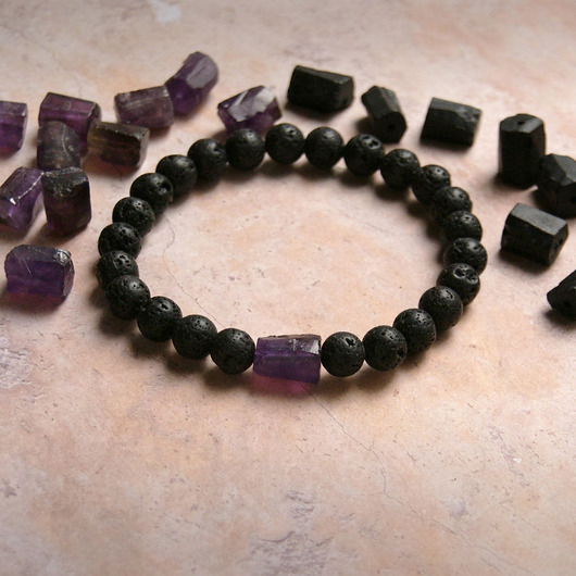 biżuteria męska Amulet RÓWNOWAGA - ametyst, lawa