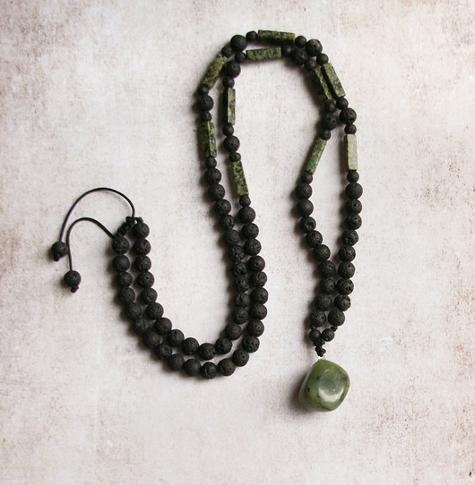 biżuteria męska S A L E : UNIKAT: jadeit, turkus afrykański, lawa