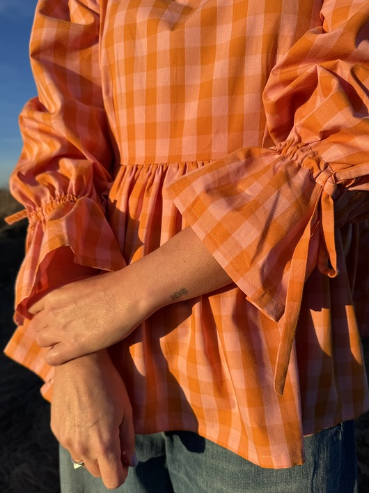 bluzki z długim rękawem damskie Bluzka w kratkę vichy