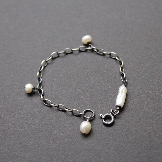 bransoletki z kamieni naturalnych Unikatowa bransoletka - Perły w oksydzie I