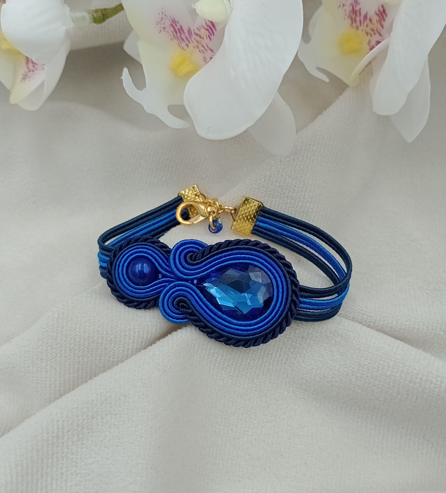 bransoletki soutache Bransoletka sutasz, niebieska bransoletka, soutache, kobaltowa