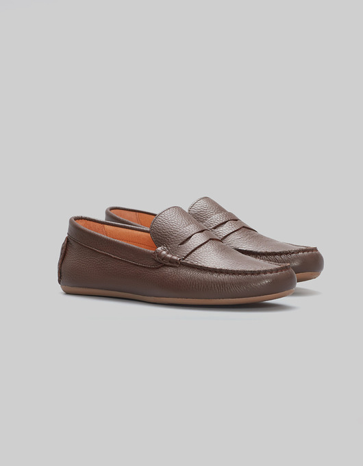 buty męskie Ciemnobrązowe mokasyny wsuwane skórzane F300