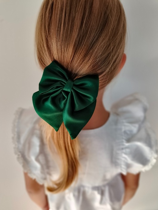 dziewczynka - inne Gumka jedwabna z kokardą MINI scrunchie bottle green