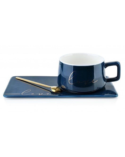 Filiżanka Porcelanowa ze Spodkiem Suzie Granatowa MIA home