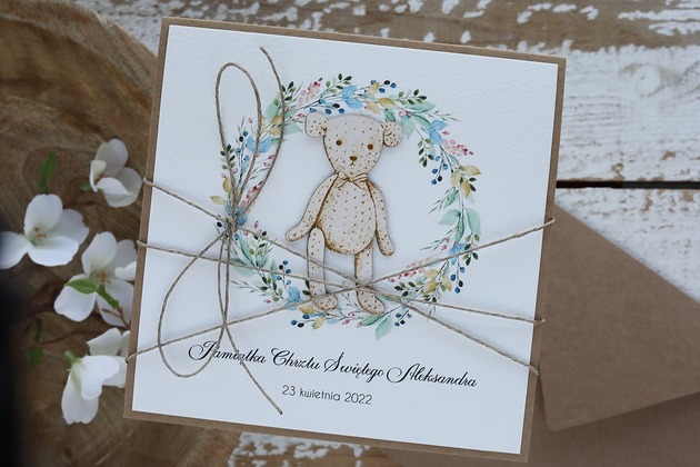 kartki scrapbooking Oryginalna kartka na chrzest z kopertą