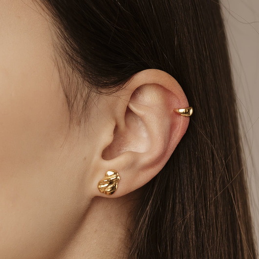 kolczyki pozłacane Nausznica Plain