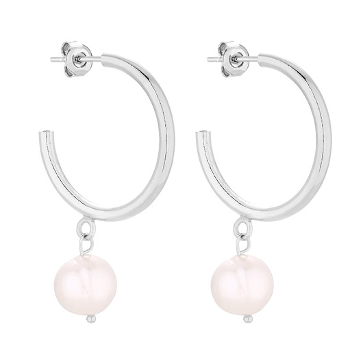 kolczyki pozłacane Srebrne półkola XL z naturalnymi perłami