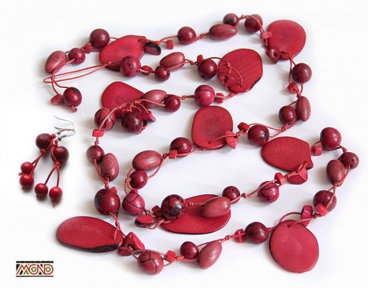 Bordowo - czerwony orzech tagua (n001) Galeria Macondo