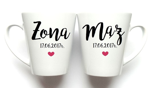 Kubki Ślubne Latte ŻONA MĄŻ FarrowDesign