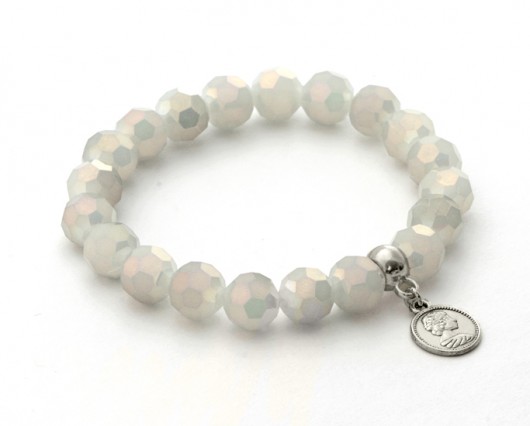 Light grey crystals with coin pendant. Lavoga