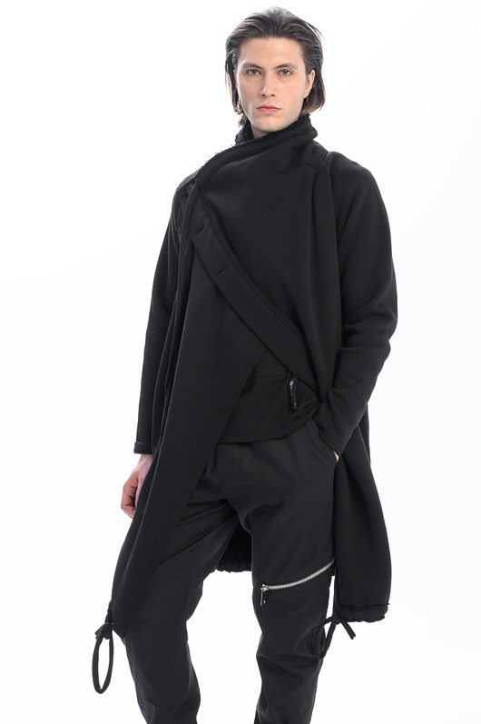 bluzy męskie Płaszczo-Bluza Dyplomata Gruby Czarny