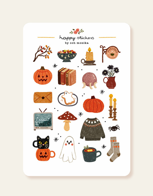 naklejki i wlepy Spooky Halloween - arkusz papierowych naklejek A6