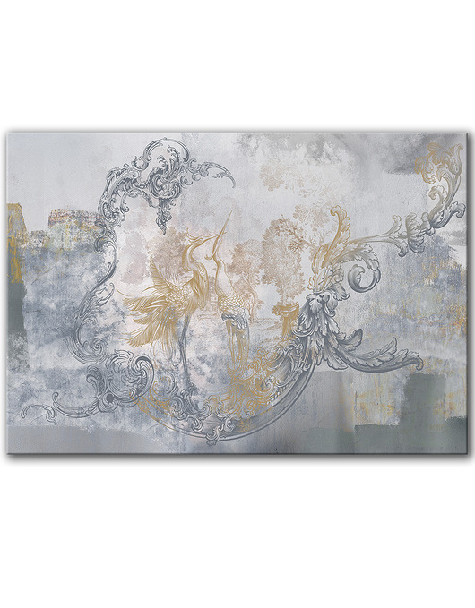 obrazy Obraz na płótnie - 100x70 cm  Czaple i ornamenty (1-0693)
